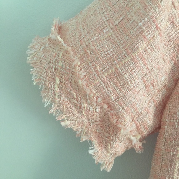 Top: Women's Classic Pink Tweed Button Down Vest with Pearl Buttons - Picture 9 of 13